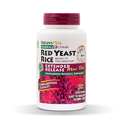 NaturesPlus Herbal Actives Red Yeast Rice, Extended Release - 600mg, 120 Mini Tablets - Herbal Supplement, Cholesterol Support - Vegan, Vegetarian, Gluten-Free - 60 Servings