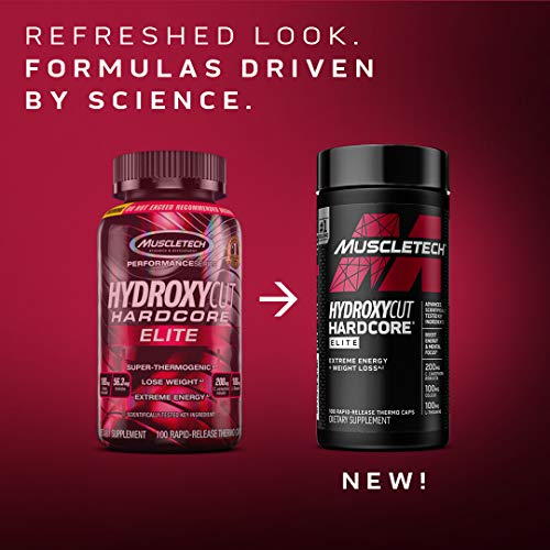 Hydroxycut Hardcore Elite | Maximum Intensity Supplement Pills | Focus + Energy Pills | 100 Pills