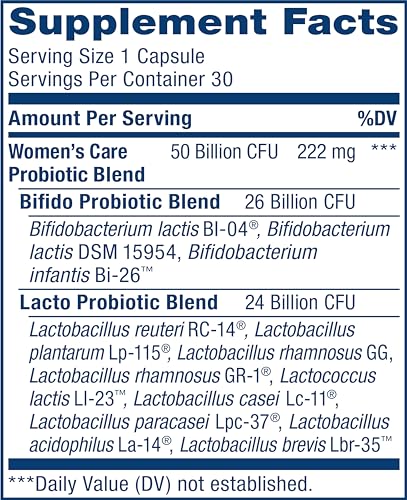 Renew Life Women's Probiotic Capsules, 50 Billion CFU Guaranteed, Supports Vaginal, Urinary, Digestive and Immune Health*, L. Rhamnosus GG, Dairy, Soy and gluten-free, 30 Count