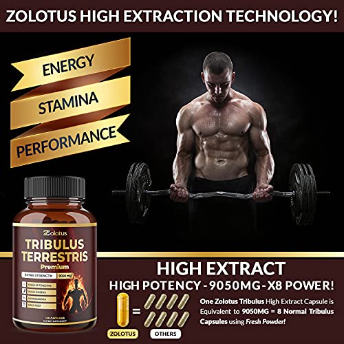 Tribulus Terrestris, 9050mg Per Capsule, 5 Months Supply with Ashwagndha, Panax Ginseng, Saw Palmetto, Maca, Shilajit. Energy, Stamina & Performance Supplement for Men & Women