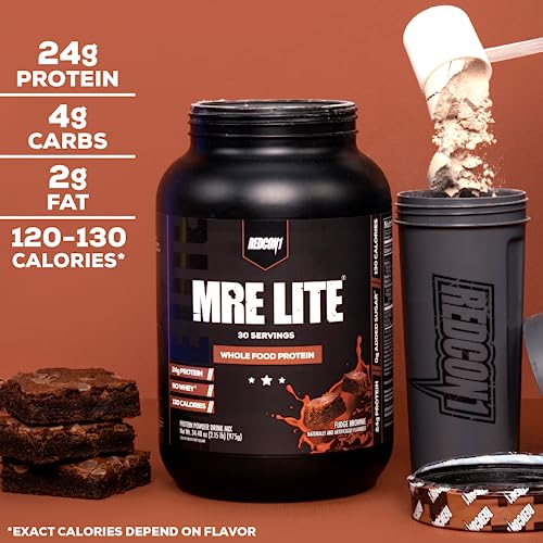 REDCON1 MRE Lite Whole Food Protein Powder, Blueberry Cobbler - Low Carb & Whey Free Meal Replacement with Animal Protein Blends - Easy to Digest Supplement Made with MCT Oils (1.92 lbs)