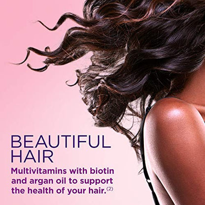 Nature's Bounty Hair, Skin & Nails Rapid Release Softgels, Argan-Infused Vitamin Supplement with Biotin and Hyaluronic Acid, Supports Hair, Skin, and Nail Health for Women, 150 Count