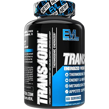 EVL Thermogenic Fat Burner Support - Fast Acting Weight Loss Energy and Appetite Support - Trans4orm Green Tea Fat Burner and Weight Loss Support Supplement for Men and Women (60 Servings)