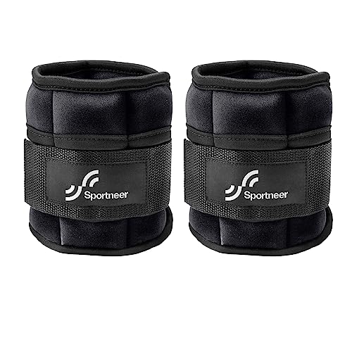 Sportneer Adjustable Weighted Ankle Weights Set 1 Pair 2 4 6 8 10 Lbs Leg Weight Straps for Women Men for Gym,Fitness, Workout,Walking, Jogging,1-5 lbs for Each Ankle, 1 Pair 2-10 lbs (Black)