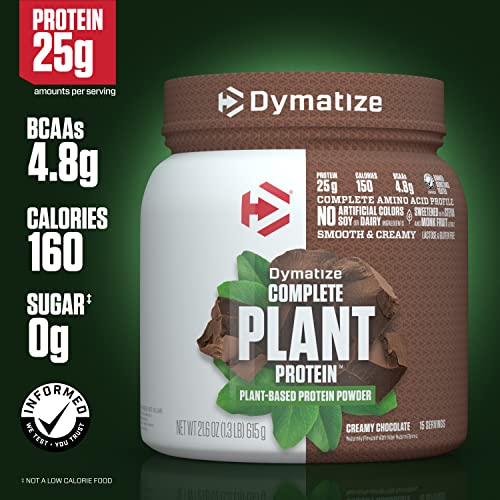 Dymatize Vegan Plant Protein, Creamy Chocolate, 25g Protein, 4.8g BCAAs, Complete Amino Acid Profile, 15 Servings