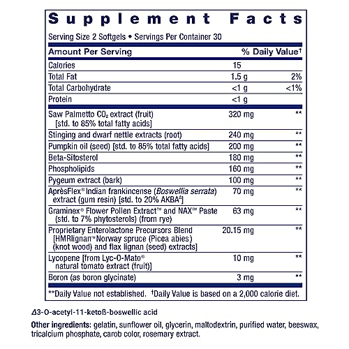 Life Extension Ultra Prostate Formula, saw palmetto for men, pygeum, stinging nettle root, lycopene, 11 nutrients for prostate function, non-GMO, gluten-free, 60 softgels