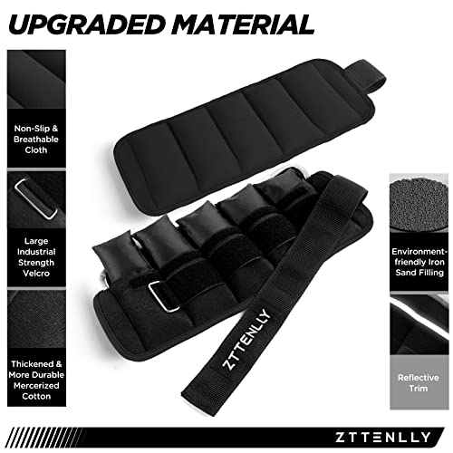 ZTTENLLY Adjustable Ankle Weights 1 To 5 LBS Pair with Carry Bag - Breathable Fabrics, Reflective Trim - Strength Training Leg Wrist Arm Ankle Walking Weights Sets for Women Men Kids