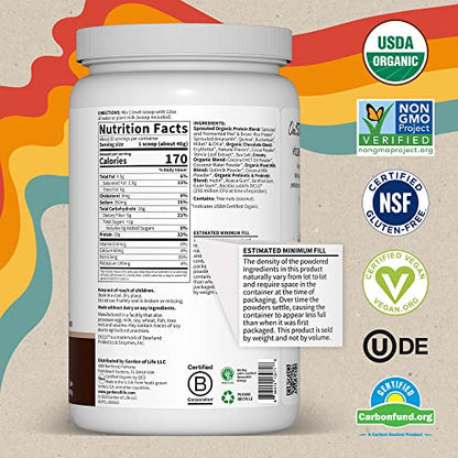 Garden of Life Creamy Organic Vegan Protein Powder + OatMilk, 20g Complete Plant Based Protein, Coconut Water, MCTs, Sprouted Grains, Prebiotics, Probiotics – Gluten-Free, Chocolate Brownie, 2 LBS