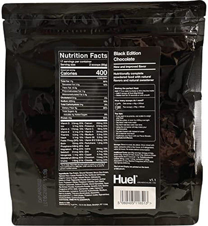 Huel Black Edition - Nutritionally Complete 100% Vegan Gluten-Free - Less Carbs More Protein - Powdered Meal (Chocolate, 1 Bag)