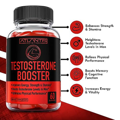 Testosterone Booster For Men Gummies - Enhances Strength & Stamina - Optimizes Physical Performance & Male Enhancement - Made With Tribulus, Horny Goat Weed, Maca Root & More. 2-Pack (120 Gummies)