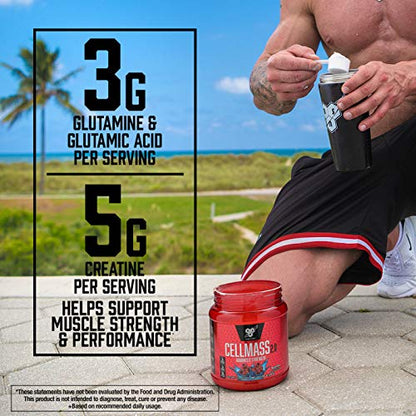 BSN CELLMASS 2.0 Post Workout Recovery with BCAA, Creatine, & Glutamine - Keto Friendly - Arctic Berry, (25 Servings) (1048058)