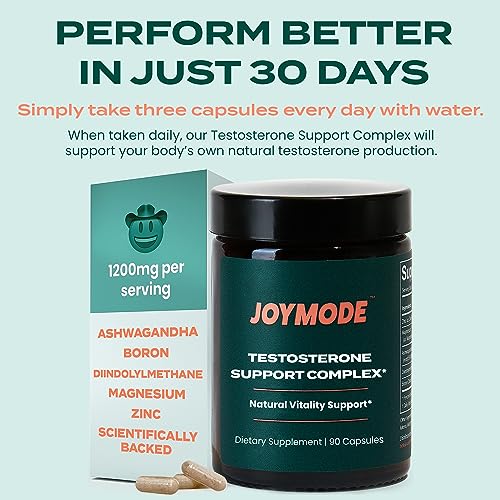 JOYMODE Testosterone Support Complex (90ct) -Natural Supplement for Men w/Ashwagandha, DIM, Magnesium, Zinc & Boron