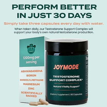 JOYMODE Testosterone Support Complex (90ct) -Natural Supplement for Men w/Ashwagandha, DIM, Magnesium, Zinc & Boron