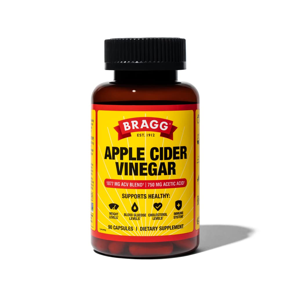 Bragg Apple Cider Vinegar Capsules - Vitamin D3 & Zinc - 750mg of Acetic Acid – Immune & Weight Management Support - Non-GMO, Vegan, Gluten Free, No Sugar (1)