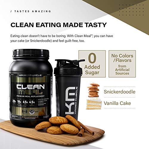 Kaged Clean Meal; Meal Replacement Shake with Whey Protein Isolate, Clean Carbs, MCT Oil Fats, Organic Vitamins and Minerals, Vanilla Cake, 20 servings