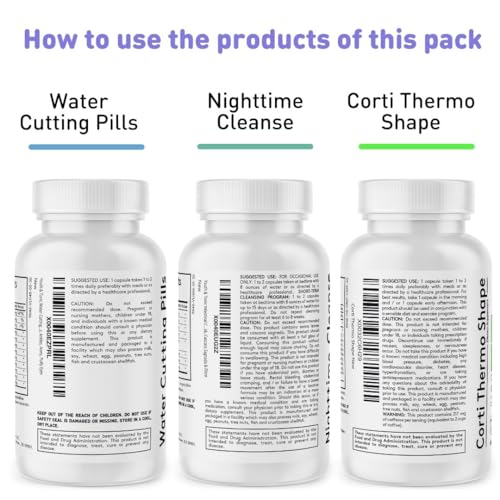 Sculpt Shred Cleanse Detox as 3x Action Diet Pills for Puffiness Belly Bloating & Loss of Waste, Energy & Metabolism with Corti-Thermo Shape + Water Pills + 15 Day Colon Cleanser | 120 capsules