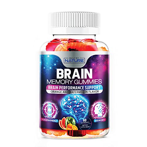 Nootropic Brain Booster Gummies Supplement - Memory, Focus & Concentration Gummy with Vitamins B6 & B12, Proven and Tested Phosphatidylserine - Natural Cognitive Function & Energy Boost, 60 Gummies