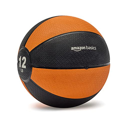 Amazon Basics Weighted Medicine Ball for Workouts Exercise Balance Training, 12 Pounds, Orange/Black