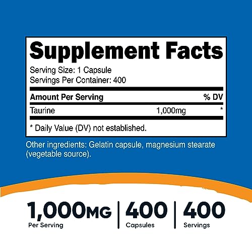 Nutricost Taurine 1000mg, 400 Capsules