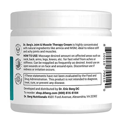 Dr. Berg's Joint & Muscle Cream - Workout Recovery, Full-Body Relaxation, Skin Nourishment - Sore Muscle Cream with Arnica and MSM - 4 oz.