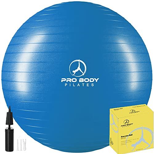 ProBody Pilates Ball Exercise Ball Yoga Ball, Multiple Sizes Stability Ball Chair, Gym Grade Birthing Ball for Pregnancy, Fitness, Balance, Workout and Physical Therapy (Blue, 45 cm)