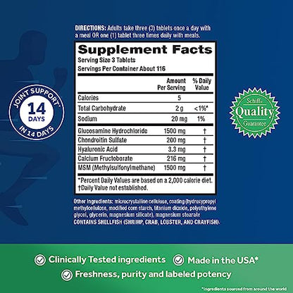 Move Free Advanced Glucosamine Chondroitin MSM Joint Support Supplement, Supports Mobility Comfort Strength Flexibility & Bone - 120 Tablets (40 servings)*