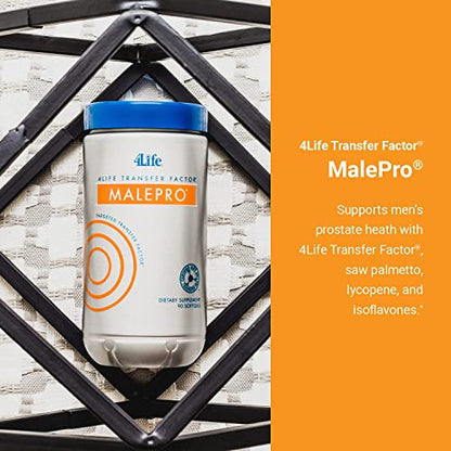 4Life Transfer Factor MalePro - Targeted Healthy Prostate Support with Saw Palmetto, Lycopene, Selenium, and Kudzu - Supplement Supports Immune System and Urinary Tract Health - 90 Softgels