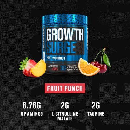 Jacked Factory Growth Surge Creatine Post Workout w/L-Carnitine - Daily Muscle Builder & Recovery Supplement with Creatine Monohydrate, Betaine, L-Carnitine L-Tartrate - 30 Servings, Fruit Punch