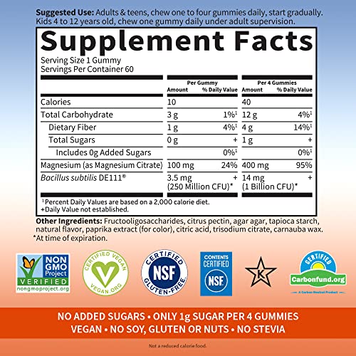 Garden of Life Dr Formulated Magnesium Citrate Supplement with Prebiotics & Probiotics for Stress, Sleep & Recovery – Vegan, Gluten Free, Kosher, Non-GMO, No Added Sugars – 60 Gummies