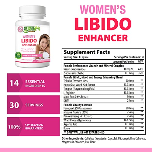 Libido Booster for Women - Natural Female Performance Enhancer, Sex Drive Energy Pills, Hormone Harmony Balance Supplement, Increase Mood, Reduce Dryness, Horny Goat Weed, Maca Root, Dhea, 30 Capsules