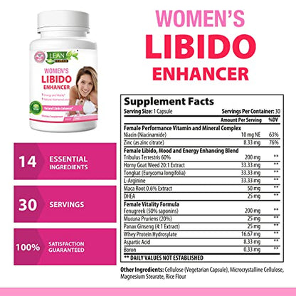 Libido Booster for Women - Natural Female Performance Enhancer, Sex Drive Energy Pills, Hormone Harmony Balance Supplement, Increase Mood, Reduce Dryness, Horny Goat Weed, Maca Root, Dhea, 30 Capsules