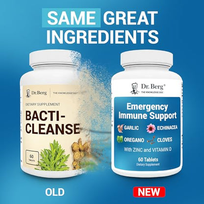 Dr. Berg Emergency Immune Support w/Echinacea - Potent Blend of Herbal Extracts (Warning: Strong Herbal Smells) - Immune Support Supplement Includes 2,000 IUs of Vitamin D & 10mg of Zinc - 60 Tablets