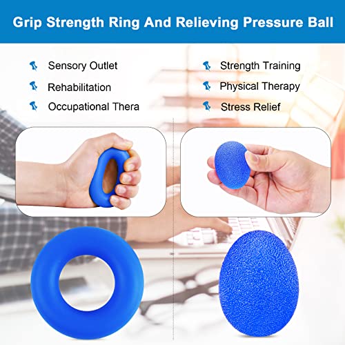 LDG FLY Hand Grip Strengthener Kit,Grip Strength Trainer, Finger Exerciser,Adjustable Resistance Hand Gripper, Finger Resistance Band, Grip Strength Ring & Stress Relief Ball for Athletes & Musicians