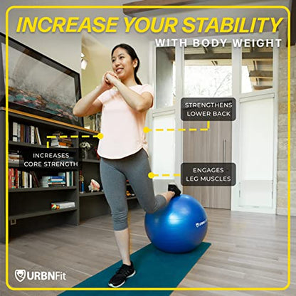 URBNFit Exercise Ball - Yoga Ball for Workout, Pilates, Pregnancy, Stability - Swiss Balance Ball w/Pump - Fitness Ball Chair for Office, Home Gym, Labor- Green, 22 in