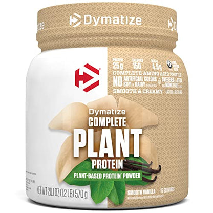 Dymatize Vegan Plant Protein, Smooth Vanilla, 25g Protein, 4.8g BCAAs, Complete Amino Acid Profile, 15 Servings