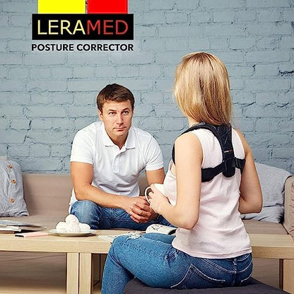 Leramed [New 2023] Posture Corrector for Men and Women - Adjustable Upper Back Brace for Clavicle Support and Providing Pain Relief from Neck, Back and Shoulder