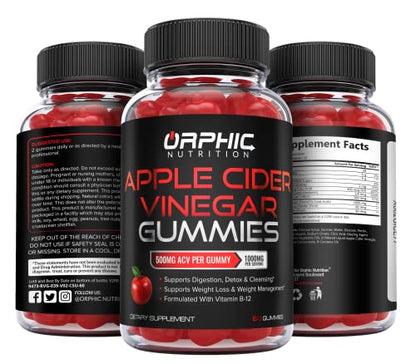 Apple Cider Vinegar Gummies - 1000mg - Formulated to Support Weight Loss Efforts & Gut Health* - Supports Digestion, Detox & Cleansing* - ACV Gummies W/VIT B12, Beetroot & Pomegranate (60 Gummies)