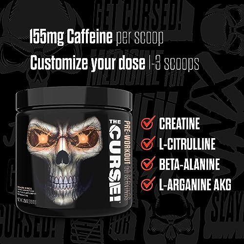 JNX SPORTS The Curse! Pre Workout Powder Increases Blood Flow, Boosts Strength and Energy, Improves Exercise Performance with Creatine … (Peach Rings)