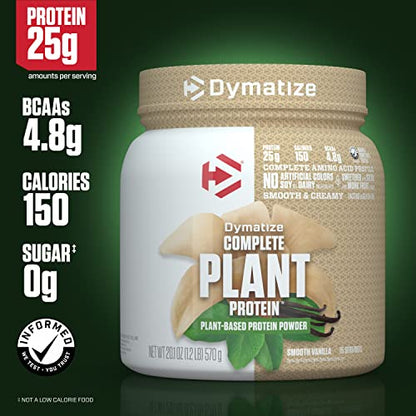 Dymatize Vegan Plant Protein, Smooth Vanilla, 25g Protein, 4.8g BCAAs, Complete Amino Acid Profile, 15 Servings