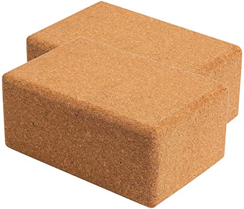 Cork Yoga Blocks 2 Pack Set -Natural Cork from Portugal, 9"x6"x4" Yoga Blocks Non-Slip&Anti-Tilt for Women| Men, Lightweight, Odor-Resistant| Moisture-Proof, Perfect Yoga Equipment