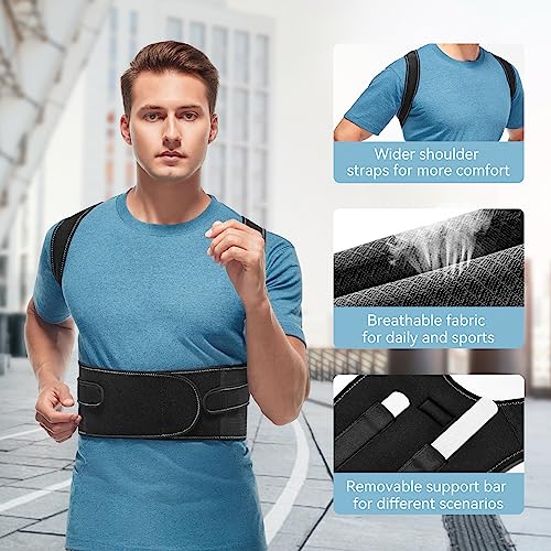 Glofit Posture Corrector Back Brace for Posture Women and Men, Breathable Shoulder Back Straightener, Adjustable Full Back Support - Neck, Shoulder, Clavicle, Upper and Lower Back Pain Relief