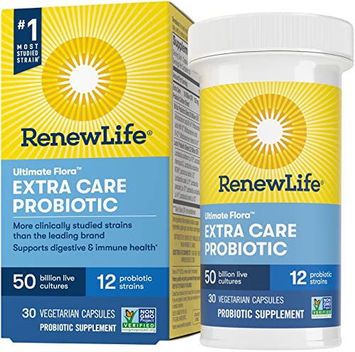 Renew Life Adult Probiotics, 50 Billion CFU Guaranteed, Probiotic Supplement for Digestive & Immune Health, Shelf Stable, Gluten Dairy & Soy Free, 30 Capsules