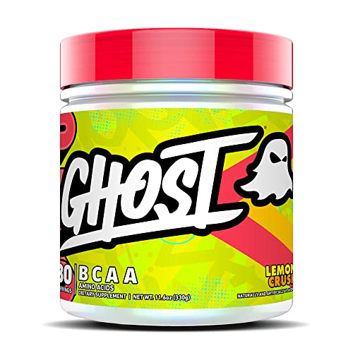 GHOST BCAA Amino Acids, Lemon Crush - 30 Servings - Sugar-Free Intra and Post Workout Powder & Recovery Drink, 7g BCAA Supports Muscle Growth & Endurance- Soy & Gluten-Free, Vegan