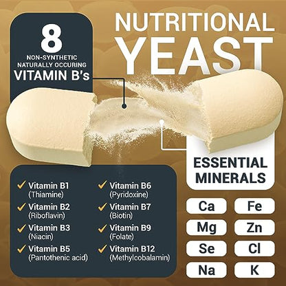 Dr. Berg Nutritional Yeast Tablets – Natural B12 Added - All 8 B Vitamin Complex – Organic Vanilla Flavor - 270 Vegan Tablets Dietary Supplements