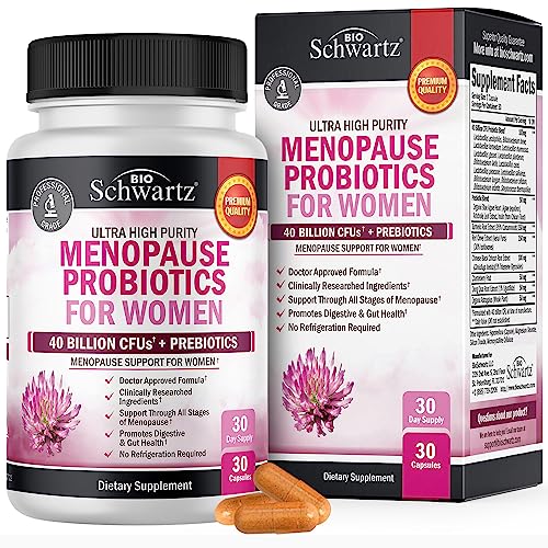 Menopause Support Probiotics for Women - Natural Menopause Relief for Hot Flashes Night Sweats Mood Swings and Hormone Balance - Menopause Supplements for Women with Astragalus - 30 Count 30 Servings