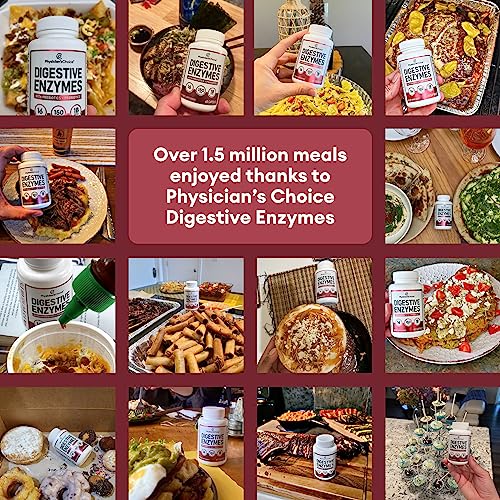 Physician's CHOICE Digestive Enzymes - Multi Enzymes, Organic Prebiotics & Probiotics for Digestive Health & Gut Health - for Meal Time Discomfort Relief - Dual Action Approach W/Bromelain - 60 CT