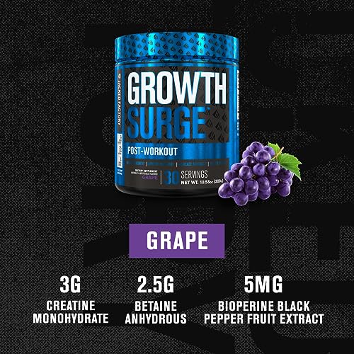 Jacked Factory Growth Surge Creatine Post Workout w/L-Carnitine - Daily Muscle Builder & Recovery Supplement with Creatine Monohydrate, Betaine, L-Carnitine L-Tartrate - 30 Servings, Grape