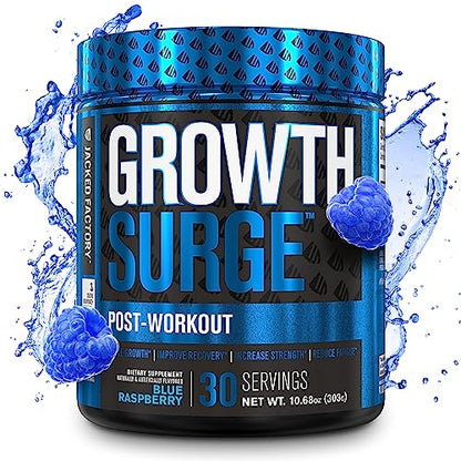 Jacked Factory Growth Surge Creatine Post Workout w/L-Carnitine - Daily Muscle Builder & Recovery Supplement with Creatine Monohydrate, Betaine, L-Carnitine L-Tartrate - 30 Servings, Blue Raspberry