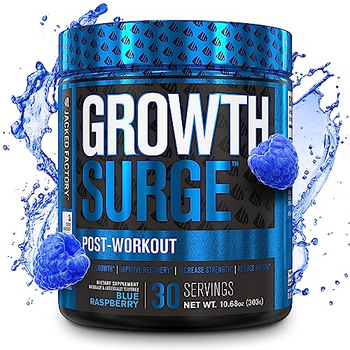 Jacked Factory Growth Surge Creatine Post Workout w/L-Carnitine - Daily Muscle Builder & Recovery Supplement with Creatine Monohydrate, Betaine, L-Carnitine L-Tartrate - 30 Servings, Blue Raspberry
