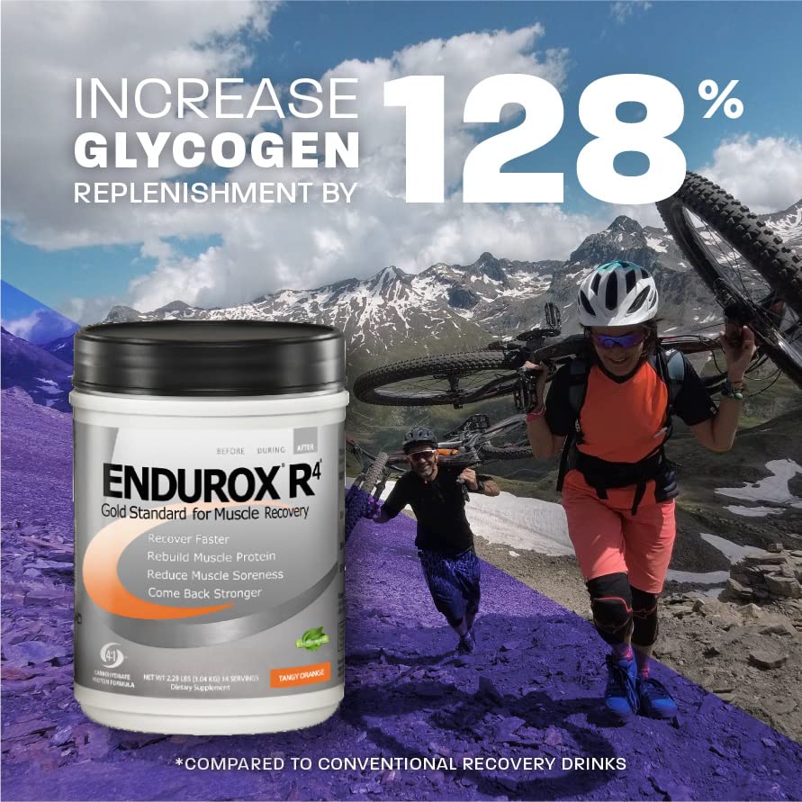 PacificHealth Endurox R4, Post Workout Recovery Drink Mix with Protein, Carbs, Electrolytes and Antioxidants for Superior Muscle Recovery, Net Wt. 4.56 lb, 28 Serving (Tangy Orange)